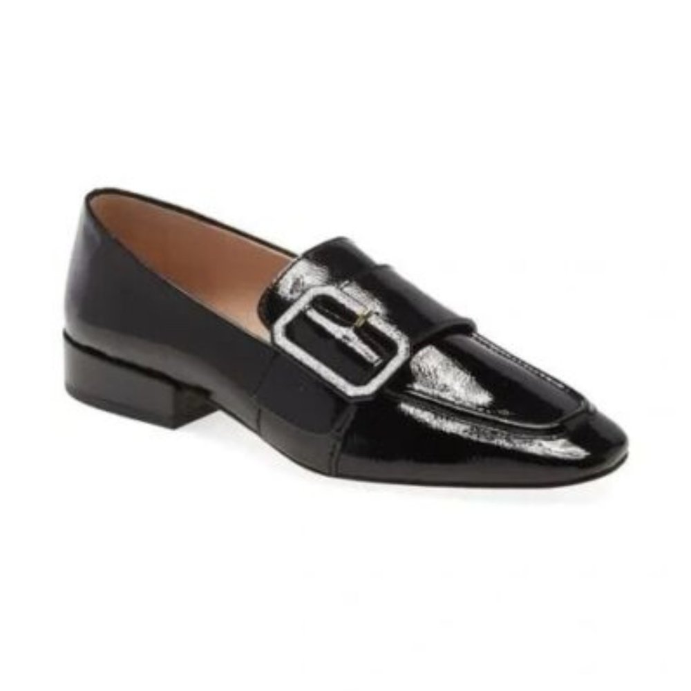 Louise Et Cie Espen Patent Leather Loafer Black Buckle Slip On Size 7